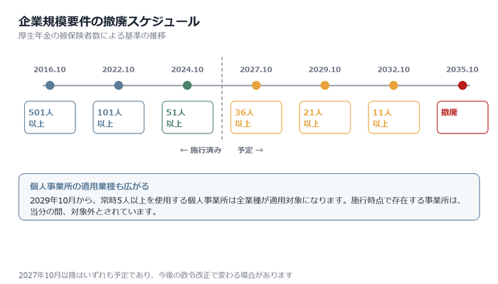 企業規模要件は段階的に撤廃される